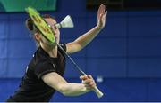 6 December 2017; Chloe Magee of Ireland in action during her mixed doubles match against Janne Kornum and Mathias Moldt Baskjaer during the Badminton Irish Open Preliminary Rounds at National Indoor Arena in Abbotstown, Dublin. Photo by Eóin Noonan/Sportsfile