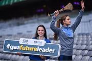 6 December 2017; Caoimhe Cahill, aged 16, Gort Community School pupil, left, and Galway Camogie player and also Gort Community School pupil Ava Lynskey in attendance during the Future Leaders Transition Year Programme Launch at Croke Park in Dublin. Photo by David Fitzgerald/Sportsfile
