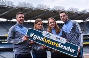 6 December 2017; In attendance, from left, are Galway hurler Aidan Hart, Galway camogie player Ava Lynskey, Dublin ladies footballer Ciara Trant and Dublin footballer Dean Rock during the Future Leaders Transition Year Programme Launch at Croke Park in Dublin. Photo by David Fitzgerald/Sportsfile