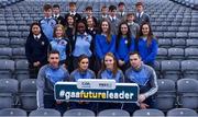 6 December 2017; In attendance, from left, Galway hurler Aidan Harte, Galway camogie player Ava Lynskey, Dublin ladies footballer Ciara Trant and Dublin footballer Dean Rock alongside pupils from St Joseph's Drogheda, Gort Community School, Colaiste Chiarain Croom in Limerick, St Michaels Holy Faith in Finglas, St Macartans in Monaghan and Oatlands College Mount Merrion in Co. Dublin during the Future Leaders Transition Year Programme Launch at Croke Park in Dublin. Photo by David Fitzgerald/Sportsfile