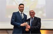 6 December 2017; Track and Field Athlete of the Year, Brian Gregan, is presented with his award by his coach John Shields during the Irish Life Health National Athletics Awards 2017 at Crowne Plaza in Santry, Dublin. Photo by Piaras Ó Mídheach/Sportsfile