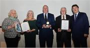 6 December 2017; Georgina Drumm, President of Athletics Ireland, left, and John Foley, CEO, Athletics Ireland, with European Awards winners, from left, Teresa McDaid, Paddy Marley and Donie Walsh during the Irish Life Health National Athletics Awards 2017 at Crowne Plaza in Santry, Dublin. Photo by Piaras Ó Mídheach/Sportsfile