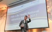 6 December 2017; Athlete of the Year Rob Heffernan acknowledges the crowd after accepting his award during the Irish Life Health National Athletics Awards 2017 at Crowne Plaza in Santry, Dublin. Photo by Piaras Ó Mídheach/Sportsfile