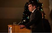 6 December 2017; Minister of State at the Department of Transport, Tourism and Sport, Brendan Griffin T.D, speaking during the Irish Life Health National Athletics Awards 2017 at Crowne Plaza in Santry, Dublin. Photo by Piaras Ó Mídheach/Sportsfile