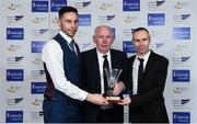 6 December 2017; Clonliffe Harriers representatives, from left, Brian Gregan, Joe Cooper, Club captain and Gary O'Hanlon, with the Club of the Year Award during the Irish Life Health National Athletics Awards 2017 at Crowne Plaza in Santry, Dublin. Photo by Sam Barnes/Sportsfile