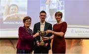 6 December 2017; Male Schools Athlete of the Year Christopher O'Donnell accepts his award Mayor of Fingal Mary McCamley, left, and Mary Barrett during the Irish Life Health National Athletics Awards 2017 at Crowne Plaza in Santry, Dublin. Photo by Piaras Ó Mídheach/Sportsfile