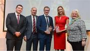 6 December 2017; Special Recognition Award winners, Paul Hession and Deirdre Ryan are presented with their awards by, from left, Minister of State at the Department of Transport, Tourism and Sport, Brendan Griffin T.D, Jim Dowdall, Managing Director at Irish Life Health, and Georgina Drumm, President of Athletics Ireland, during the Irish Life Health National Athletics Awards 2017 at Crowne Plaza in Santry, Dublin. Photo by Piaras Ó Mídheach/Sportsfile