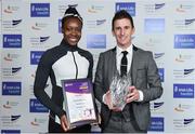 6 December 2017; U20 Athlete of the Year Gina Akpe-Moses and Athlete of the Year Robert Heffernan during the Irish Life Health National Athletics Awards 2017 at Crowne Plaza in Santry, Dublin. Photo by Sam Barnes/Sportsfile