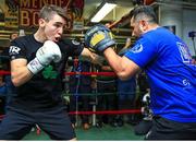 6 December 2017; Michael Conlan and trainer Manny Robles during a media workout in the Mendez Boxing Gym in New York, USA. Photo by Mikey Williams / Top Rank / Sportsfile