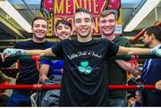 6 December 2017; Michael Conlan, centre, with manager Matthew Macklin and brother Jamie following a media workout in the Mendez Boxing Gym in New York, USA. Photo by Mikey Williams / Top Rank / Sportsfile