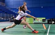 7 December 2017; Moya Ryan and Kate Frost of Ireland in action against Evie Burbridge and Elizabeth McMorrow during their Badminton Irish Open Female Doubles quarter-final match at the National Indoor Arena in Abbotstown, Dublin. Photo by David Fitzgerald/Sportsfile