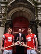 7 December 2017; In attendance at the official launch of Davy as sponsor of the Cuala Senior Hurling team are, from left, Con O'Callaghan, Tom Butler, Director, Davy Private Clients, and Cuala captain Paul Schutte. This partnership will see Davy support the current All-Ireland, Leinster and Dublin champions in their continued pursuit of excellence. Photo by Sam Barnes/Sportsfile