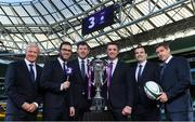 8 December 2017; TV3 announced it's presentation team and panel for it's coverage of the NatWest Six Nations 2018. The presentation team will be anchored by Joe Molloy. TV3’s panellists will include Ronan O’Gara, Shane Horgan, Shane Jennings and Matt Williams. Alan Quinlan will join Dave McIntyre as part of the commentary team. TV3 holds the exclusive rights to the NatWest Six Nations for the next four years. At a launch event held in the Aviva Stadium when TV3 introduced the presentation team and panel for its exclusive coverage of the NatWest Six Nations 2018, are from left, Matt Williams, presenter Joe Molloy, Shane Horgan, Alan Quinlan, Shane Jennings and Ronan O'Gara. Photo by Brendan Moran/Sportsfile