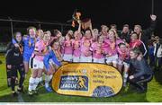 4 November 2017; Wexford Youths' captain Kylie Murphy lifts the cup as her team-mates celebrate after the Continental Tyres Women's National League match between Wexford Youths and Peamount United at Ferrycarrig Park in Wexford. Photo by Matt Browne/Sportsfile