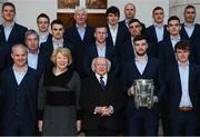 8 December 2017; The President of Ireland Michael D Higgins and his wife Sabina with members of the Galway senior hurling team, management and staff during the GAA Hurling All-Ireland Senior & Minor Champions visit to Áras an Uachtaráin in Phoenix Park, Dublin. Photo by Stephen McCarthy/Sportsfile