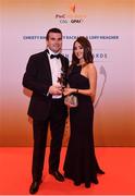 3 November 2017; Armagh hurler John Corvan with Gemma McCooey after collecting his Nickey Rackard Champion 15 Award during the PwC All Stars 2017 at the Convention Centre in Dublin. Photo by Sam Barnes/Sportsfile