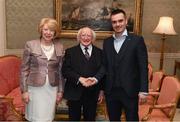 8 December 2017; Galway fitness coach Lukasz Kirszenstein is welcomed by President of Ireland Michael D Higgins and his wife Sabina during the GAA Hurling All-Ireland Senior & Minor Champions visit to Áras an Uachtaráin in Phoenix Park, Dublin. Photo by Stephen McCarthy/Sportsfile