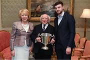 8 December 2017; Galway's Adrian Tuohy is welcomed by the President of Ireland Michael D Higgins and his wife Sabina during the GAA Hurling All-Ireland Senior & Minor Champions visit to Áras an Uachtaráin in Phoenix Park, Dublin. Photo by Stephen McCarthy/Sportsfile