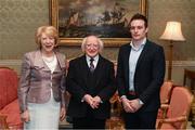 8 December 2017; Galway's Paul Killeen is welcomed by the President of Ireland Michael D Higgins and his wife Sabina during the GAA Hurling All-Ireland Senior & Minor Champions visit to Áras an Uachtaráin in Phoenix Park, Dublin. Photo by Stephen McCarthy/Sportsfile