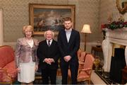 8 December 2017; Galway's Paul Flaherty is welcomed by the President of Ireland Michael D Higgins and his wife Sabina during the GAA Hurling All-Ireland Senior & Minor Champions visit to Áras an Uachtaráin in Phoenix Park, Dublin. Photo by Stephen McCarthy/Sportsfile
