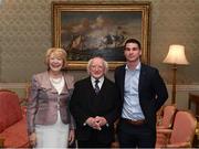 8 December 2017; Galway's Martin Dolphin is welcomed by the President of Ireland Michael D Higgins and his wife Sabina during the GAA Hurling All-Ireland Senior & Minor Champions visit to Áras an Uachtaráin in Phoenix Park, Dublin. Photo by Stephen McCarthy/Sportsfile