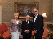 8 December 2017; Galway's Adrian Sylver is welcomed by the President of Ireland Michael D Higgins and his wife Sabina during the GAA Hurling All-Ireland Senior & Minor Champions visit to Áras an Uachtaráin in Phoenix Park, Dublin. Photo by Stephen McCarthy/Sportsfile