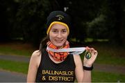 9 December 2017; Veronica Burke, of Ballinasloe Athletic Club, Co Galway, with her winners medal after the Senior Women's event at the Irish Life Health National 20k Race Walking Championships at St Anne's Park in Raheny, Dublin. Photo by Piaras Ó Mídheach/Sportsfile