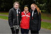 9 December 2017; Senior Women's event medal winners, from left, Rachel Glennon, of Mullingar Harriers Athletic Club, Co Westmeath, third place, Veronica Burke, of Ballinasloe Athletic Club, Co Galway, first place, and Kate Veale, of West Waterford AC, second place, after the Irish Life Health National 20k Race Walking Championships at St Anne's Park in Raheny, Dublin. Photo by Piaras Ó Mídheach/Sportsfile