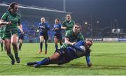 9 December 2017; Michelle Claffey of Leinster scores her side's second try during the Women's Interprovincial Series match between Leinster and Connacht at Donnybrook Stadium in Dublin. Photo by David Fitzgerald/Sportsfile