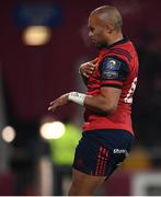 9 December 2017; Simon Zebo of Munster celebrates after scoring his side's second try during the European Rugby Champions Cup Pool 4 Round 3 match between Munster and Leicester Tigers at Thomond Park in Limerick. Photo by Stephen McCarthy/Sportsfile