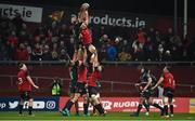 9 December 2017; Billy Holland of Munster contests a lineout with Michael Fitzgerald of Leicester Tigers during the European Rugby Champions Cup Pool 4 Round 3 match between Munster and Leicester Tigers at Thomond Park in Limerick. Photo by Diarmuid Greene/Sportsfile