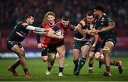 9 December 2017; Sam Arnold of Munster is tackled by Jonny May, left, and George Ford of Leicester Tigers during the European Rugby Champions Cup Pool 4 Round 3 match between Munster and Leicester Tigers at Thomond Park in Limerick. Photo by Stephen McCarthy/Sportsfile