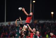 9 December 2017; CJ Stander of Munster takes possession in a lineout during the European Rugby Champions Cup Pool 4 Round 3 match between Munster and Leicester Tigers at Thomond Park in Limerick. Photo by Stephen McCarthy/Sportsfile