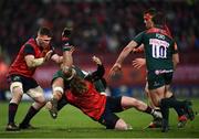 9 December 2017; Valentino Mapapalangi of Leicester Tigers is upended by Chris Cloete of Munster during the European Rugby Champions Cup Pool 4 Round 3 match between Munster and Leicester Tigers at Thomond Park in Limerick. Photo by Stephen McCarthy/Sportsfile