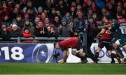 9 December 2017; Peter O'Mahony of Munster scores his side's third try during the European Rugby Champions Cup Pool 4 Round 3 match between Munster and Leicester Tigers at Thomond Park in Limerick. Photo by Diarmuid Greene/Sportsfile