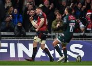 9 December 2017; Peter O'Mahony of Munster celebrates after scoring his side's third try during the European Rugby Champions Cup Pool 4 Round 3 match between Munster and Leicester Tigers at Thomond Park in Limerick. Photo by Diarmuid Greene/Sportsfile