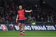 9 December 2017; Simon Zebo of Munster reacts during the European Rugby Champions Cup Pool 4 Round 3 match between Munster and Leicester Tigers at Thomond Park in Limerick. Photo by Diarmuid Greene/Sportsfile