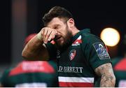9 December 2017; Adam Thompstone of Leicester Tigers reacts during the European Rugby Champions Cup Pool 4 Round 3 match between Munster and Leicester Tigers at Thomond Park in Limerick. Photo by Stephen McCarthy/Sportsfile