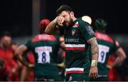 9 December 2017; Adam Thompstone of Leicester Tigers reacts during the European Rugby Champions Cup Pool 4 Round 3 match between Munster and Leicester Tigers at Thomond Park in Limerick. Photo by Stephen McCarthy/Sportsfile