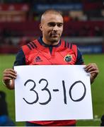9 December 2017; Simon Zebo of Munster following the European Rugby Champions Cup Pool 4 Round 3 match between Munster and Leicester Tigers at Thomond Park in Limerick. Photo by Stephen McCarthy/Sportsfile