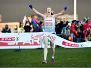 10 December 2017; Harriet Knowles-Jones of Great Britain crosses the line to win the U20 Women's event during the European Cross Country Championships 2017 at Samorin in Slovakia. Photo by Sam Barnes/Sportsfile
