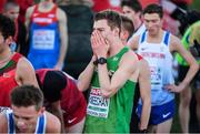 10 December 2017; Craig McMeechan of Ireland reacts after competing in the U20 Men's event during the European Cross Country Championships 2017 at Samorin in Slovakia. Photo by Sam Barnes/Sportsfile