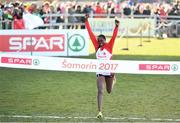 10 December 2017; Yasmine Can of Turkey crosses the line to win the Senior Women's event during the European Cross Country Championships 2017 at Samorin in Slovakia. Photo by Sam Barnes/Sportsfile
