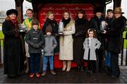 10 December 2017; Members of the Durkan family join trainer Jessica Harrington, third from right, and jockey Robbie Power, second from left, after their win in the John Durkan Memorial Punchestown Steeplechase (Grade 1) with horse Sizing John at Punchestown Racecourse in Naas, Co Kildare. Photo by Cody Glenn/Sportsfile