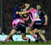 10 December 2017; Robbie Henshaw of Leinster is tackled by Alec Hepburn, left, and Luke Cowan-Dickie of Exeter Chiefs during the European Rugby Champions Cup Pool 3 Round 3 match between Exeter Chiefs and Leinster at Sandy Park in Exeter, England. Photo by Brendan Moran/Sportsfile