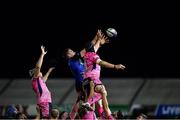10 December 2017; Jack Conan of Leinster wins a lineout against Mitch Lees and Jonny Hill of Exeter Chiefs during the European Rugby Champions Cup Pool 3 Round 3 match between Exeter Chiefs and Leinster at Sandy Park in Exeter, England. Photo by Brendan Moran/Sportsfile