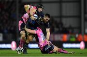 10 December 2017; Jack Conan of Leinster is tackled by Mitch Lees, left, and Jack Yeandle during the European Rugby Champions Cup Pool 3 Round 3 match between Exeter Chiefs and Leinster at Sandy Park in Exeter, England.  Photo by Brendan Moran/Sportsfile