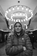 11 December 2017; (EDITOR'S NOTE: Image has been converted to black & white) Katie Taylor poses for a portrait following a press conference at the Courthouse Hotel, in Shoreditch, London, ahead of her WBA Lightweight World Title fight against Jessica McCaskill. Photo by Stephen McCarthy/Sportsfile