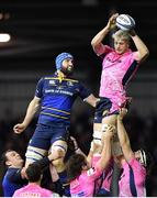 10 December 2017; Jonny Hill of Exeter Chiefs wins a lineout from Scott Fardy of Leinster during the European Rugby Champions Cup Pool 3 Round 3 match between Exeter Chiefs and Leinster at Sandy Park in Exeter, England. Photo by Brendan Moran/Sportsfile