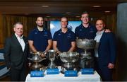 11 December 2017; The hotly anticipated draw for the Bank of Ireland Leinster Schools Cup took place this evening as the junior and senior schools teams going head-to-head next year were revealed. Leinster senior coach Stuart Lancaster, along with players Dan Leavy and Dave Kearney were on hand for the draw and the event was streamed via Facebook Live from Bank of Ireland Grand Canal Dock Branch in Dublin to eagerly awaiting student players, families and fans. Bank of Ireland has proudly partnered with Leinster Rugby since 2007 and recently announced a five year extension of their sponsorship through to the 2023 season. The partnership encompasses all Leinster Rugby activity, from the professional team right through to grassroots community, club and schools level. Pictured at the Leinster Rugby Schools Cup Draw in Bank of Ireland, Grand Canal Dock, are from left, Colin Kingston, Provincial Director of Dublin, Bank of Ireland, Dave Kearney of Leinster, Leinster senior coach Stuart Lancaster, Dan Leavy of Leinster and Leinster Rugby Media and Communication Manager Marcus O'Buachalla. Photo by Ramsey Cardy/Sportsfile
